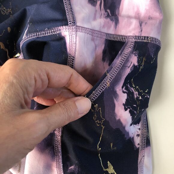 Old Navy Active Girls High Rise Powersoft Purple Pink Gold Marble Large 10/12 - Picture 11 of 13